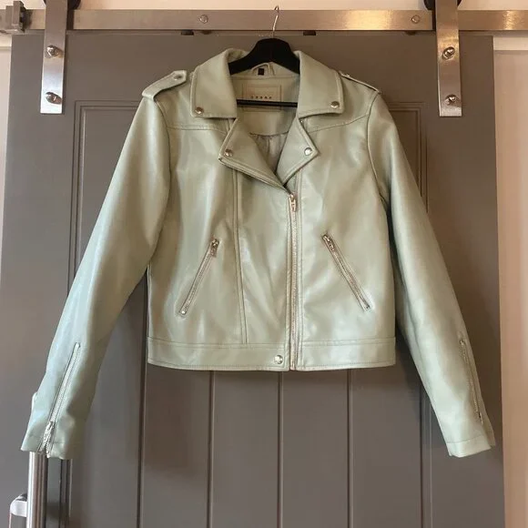 Blank NYC Sage Green Vegan Leather Motorcycle Jacket - Picture 3 of 5